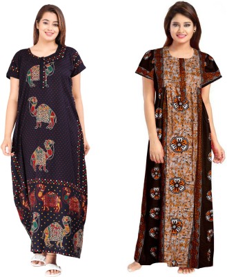 Poonam Enterprises Women Nighty(Blue, Brown)