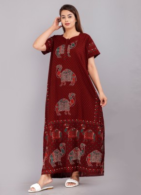 BHOOMI ENTERPRISES Women Nighty(Maroon)