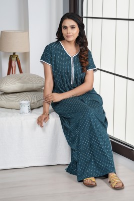 INSTRY Women Nighty(Green)