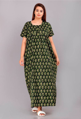 Hans Craft And Creation Women Nighty(Green)