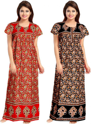 Aryansh Enterprises Women Nightdress(Red, Brown)
