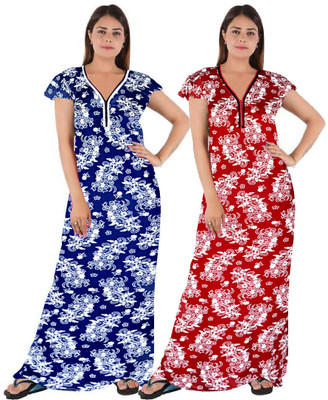 Shunit creation Women Nighty(Blue, Maroon)