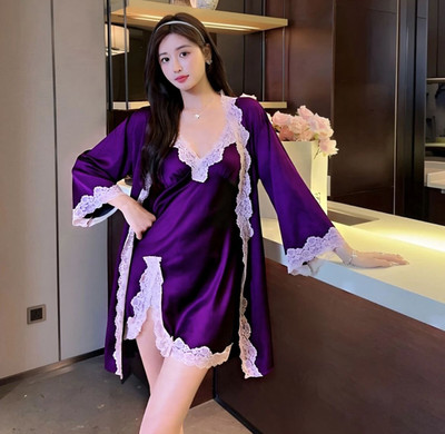 rani industries Women Nighty with Robe(Purple)