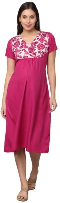 MORPH maternity Women Maternity/Nursing Nighty(Pink)