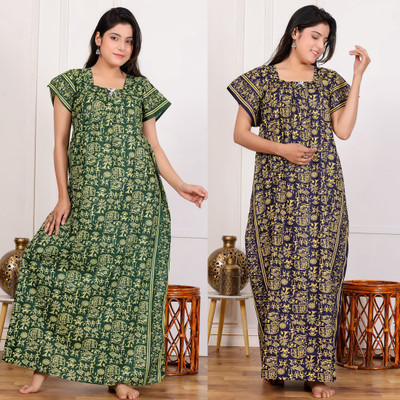 mudrika fashions Women Nighty(Green)