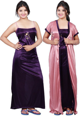 Manya Creation Women Nighty with Robe(Multicolor)