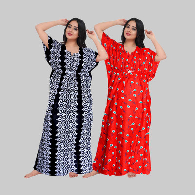RUCHIKA ENTERPRISES Women Nighty(Black, Red)