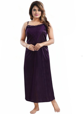 HouseOfCommon Women Nighty with Robe(Purple)