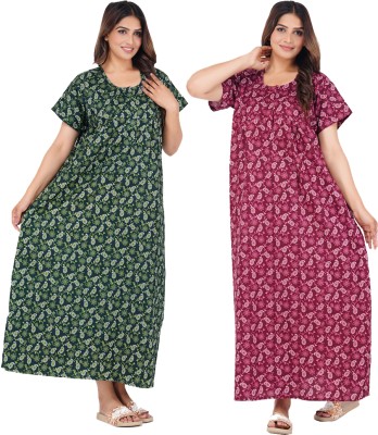 Wristy Women Nighty(Green, Purple)