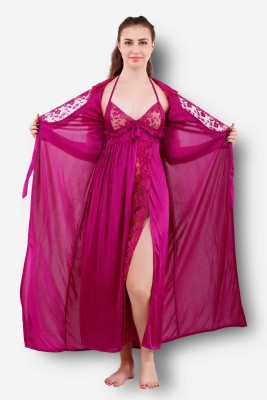 DreamBe Women Nighty with Robe(Purple)