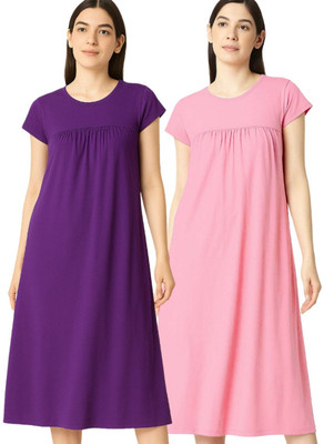ENDGAME Women Nighty(Purple, Pink)