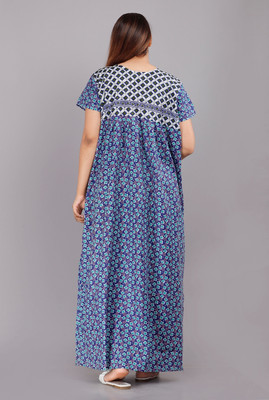 AakarShana Women Nightdress(Blue)