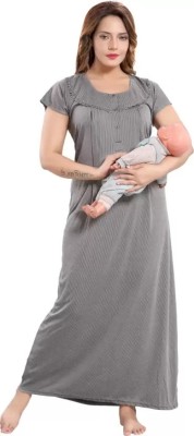 Shanyalifestyle Women Maternity/Nursing Nighty(Grey)