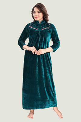 Glossia Women Nighty(Green)
