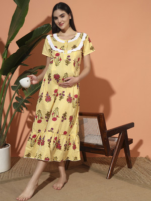 Sephani Women Maternity/Nursing Nighty(Yellow)