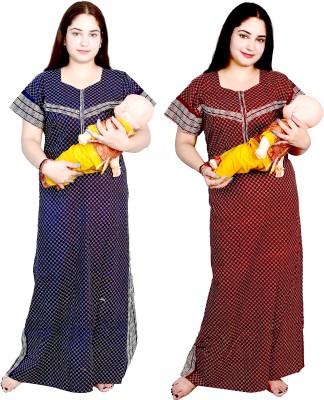 San Apparels Women Maternity/Nursing Nighty(Multicolor)