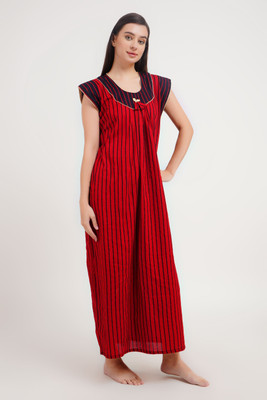 shardatextile Women Nighty(Maroon)