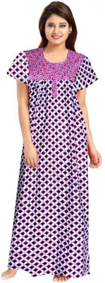 Ravi Gold Print Women Nighty(Purple)