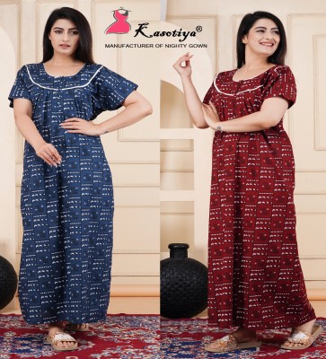 KASOTIYA Women Nighty(Blue, Maroon)