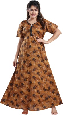 INNER BEATS Women Nighty(Brown)