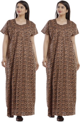 6th Avenue Streetwear Women Nighty Set(Brown)