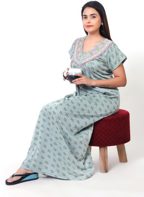 vridhiwears Women Nighty(Light Green)