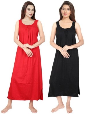 BROUZZZ4U Women Nighty(Red, Black)