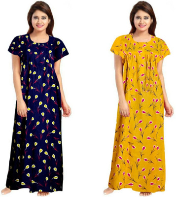 DreamBe Women Nighty(Blue, Black)