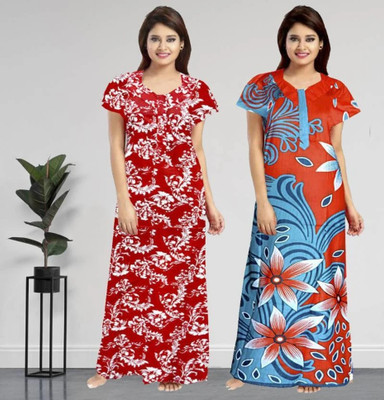 KrishvProducts Women Nighty(Multicolor)