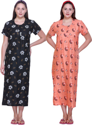 First Sleep Women Nighty(Multicolor)