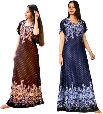 shree balaji maxi Women Nighty(Blue, Brown)