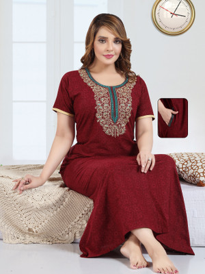 MANUSHREE Women Nighty(Maroon)