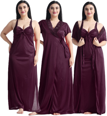 Punchi Women Nighty with Robe(Beige)