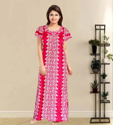 Saicreation Women Nighty(Pink)