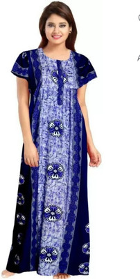 DreamBe Women Nighty(Blue, White)