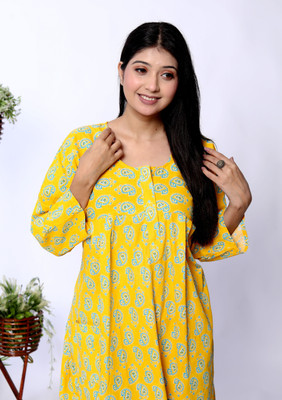 ANANT CREATION Women Nighty(Yellow)