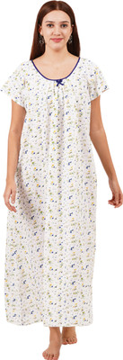 Breezly Women Nighty(White)