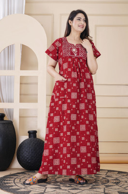 DEEPALI CREATION Women Nighty(Red)