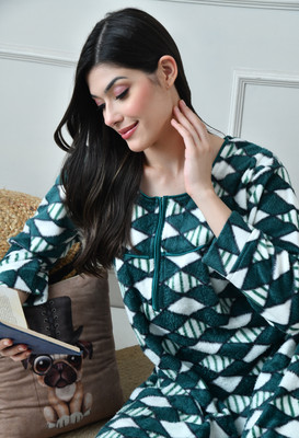 Dreamom Women Nighty(Dark Green)