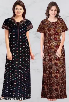 B S ENTERPSES Women Nighty(Red, Blue)