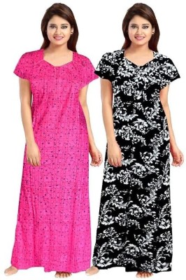 KBNBJ Women Nighty(Black, Pink)