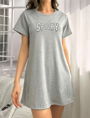 Calm Down Women Nighty(Grey)