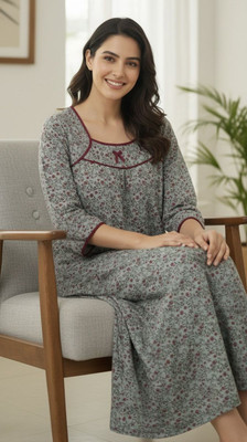 Priyanshu Enterprises Women Nighty(Grey)