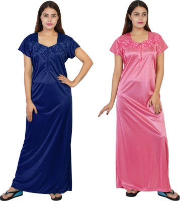 REN STAR Women Nighty(Blue, Pink)