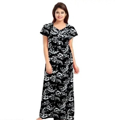 SHREEJAA FASHION Women Nighty(Black)