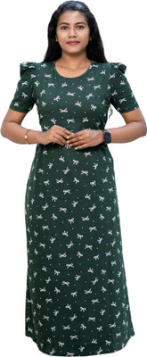 hazelswillow Women Maternity/Nursing Nighty(Green)