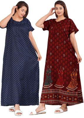 Sharma Distributor Women Nighty(Blue, Brown)