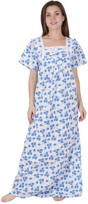 LDHSATI Women Nighty(Blue, White)
