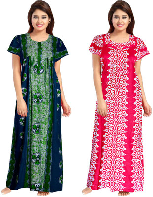 unlocked Women Nighty(Maroon, Green)