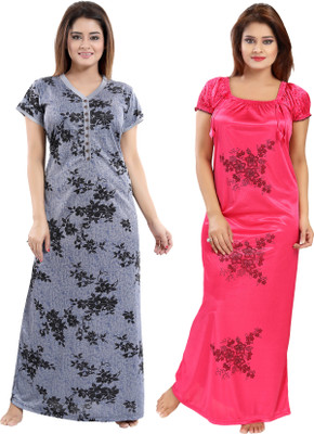 Shopping World Women Nighty Set(Multicolor)